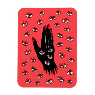 Ímã Arte Gótica do Halloween - Olhos Negra Mão Estranh