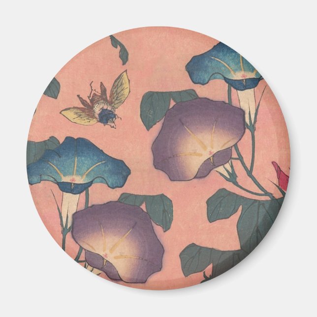 Imã Arte Japonês Asiático Abelha e Flor (Frente)