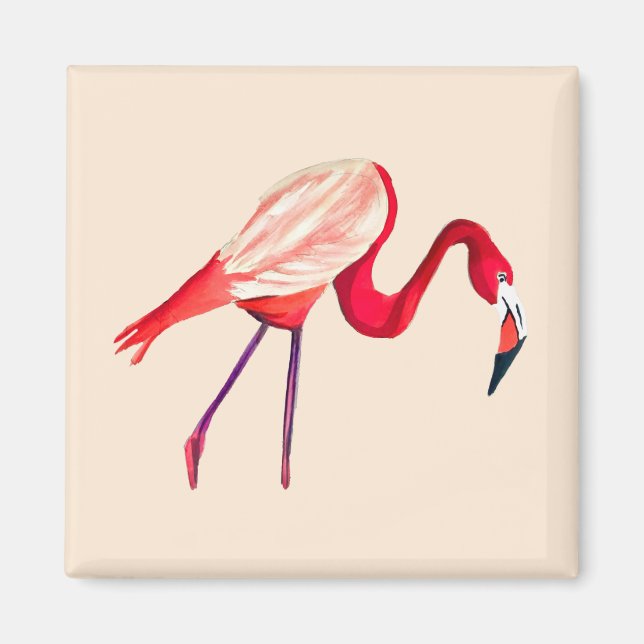 Imã Arte laranja flamingo aquarela (Frente)