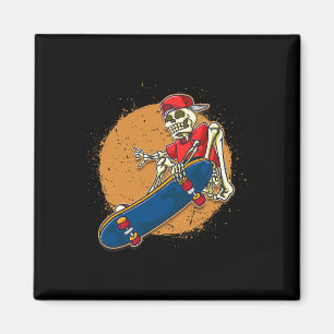 Imã Arte Legal de Skate Esqueleto Fazendo um Kickfli
