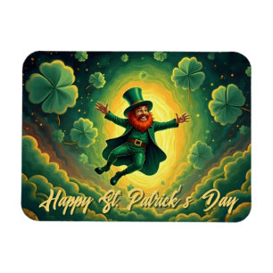 Ímã Arte Mágico do Dia de São Patrício com Leprechaun