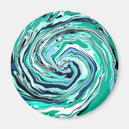 Imã Arte Marble Azul, Teal, Turquesa e Rochas Brancas
