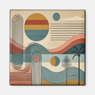 Imã Arte Moderna de Meados do Século Pôr do Sol na Pra