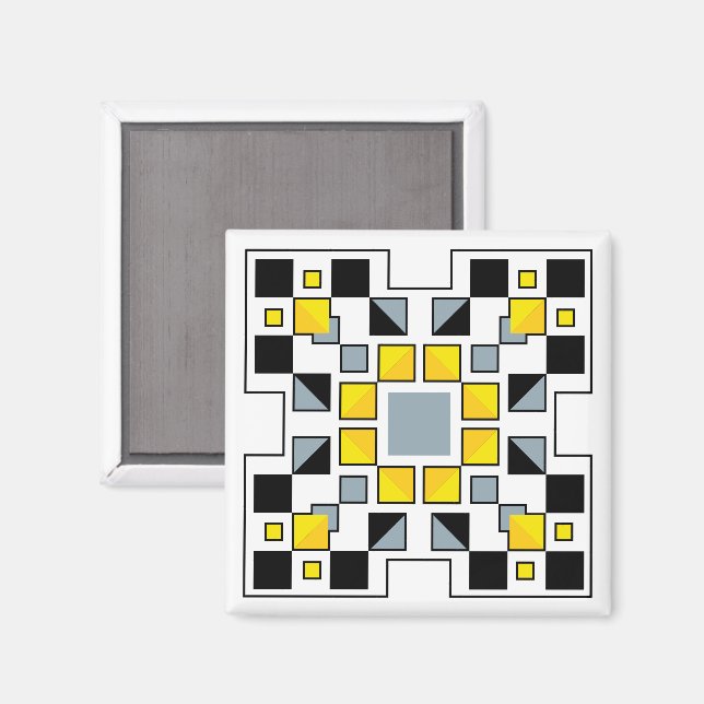 Imã Arte Moderna de Padrão de Colcha Geométrica  (Front/Back)