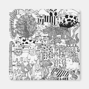 Imã Arte Moderna em Preto e Branco de Animais Selvagen
