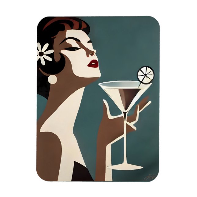 Ímã Arte Moderno de Meados do Século A Diva do Martini (Vertical)