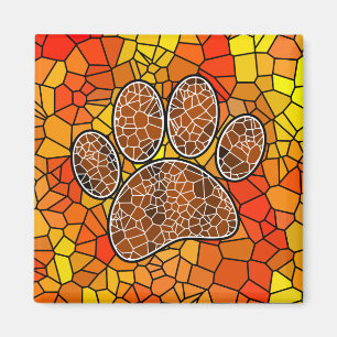 Imã Arte Mosaico de Pegada de Pata de Cachorro