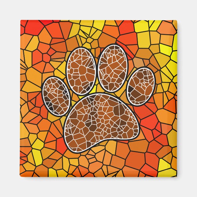 Imã Arte Mosaico de Pegada de Pata de Cachorro (Frente)