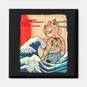 Imã Arte Ninja Japonês e Gato de Jujutsu de Karatê Jap
