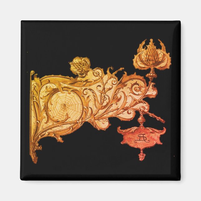 Imã Arte nouveau cai scone e teia-aranha (Frente)