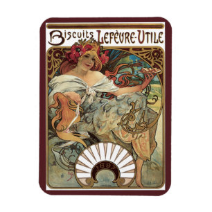 Ímã Arte Nova Antiga, Biscoitos por Alphonse Mucha