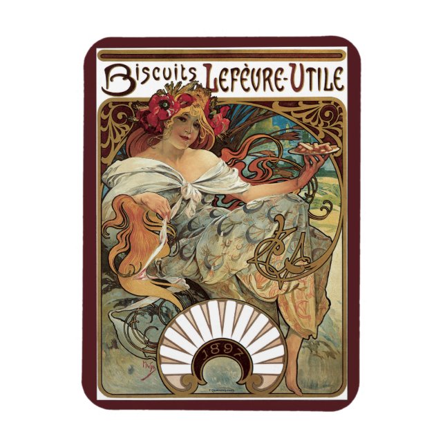 Ímã Arte Nova Antiga, Biscoitos por Alphonse Mucha (Vertical)
