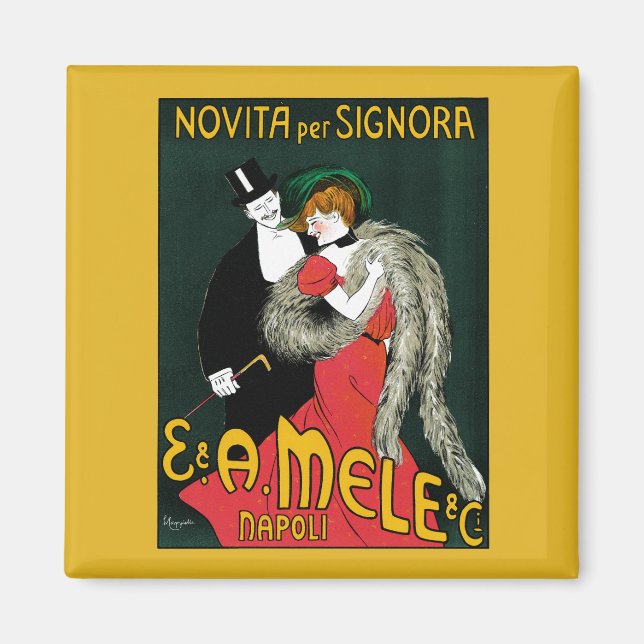 Imã Arte Nova Antiga, Moda Italiana Amor Romance (Frente)