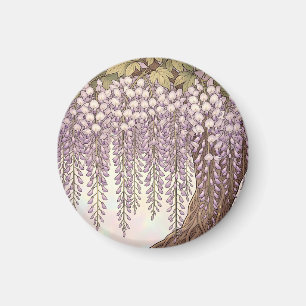 Imã Arte Nova Moldura Dourada Floral Wisteria
