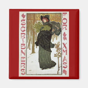 Imã Arte Novo de Natal Vintage Capa da Scribners 1895