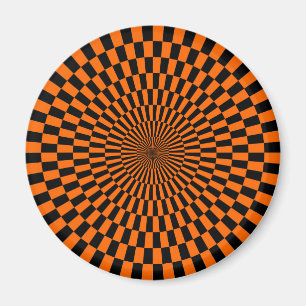 Imã Arte Op - laranja e preto
