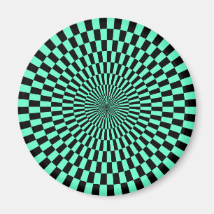 Imã Arte Op - turquesa e preto