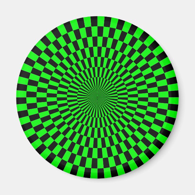 Imã Arte Op - Verde e Preto (Frente)