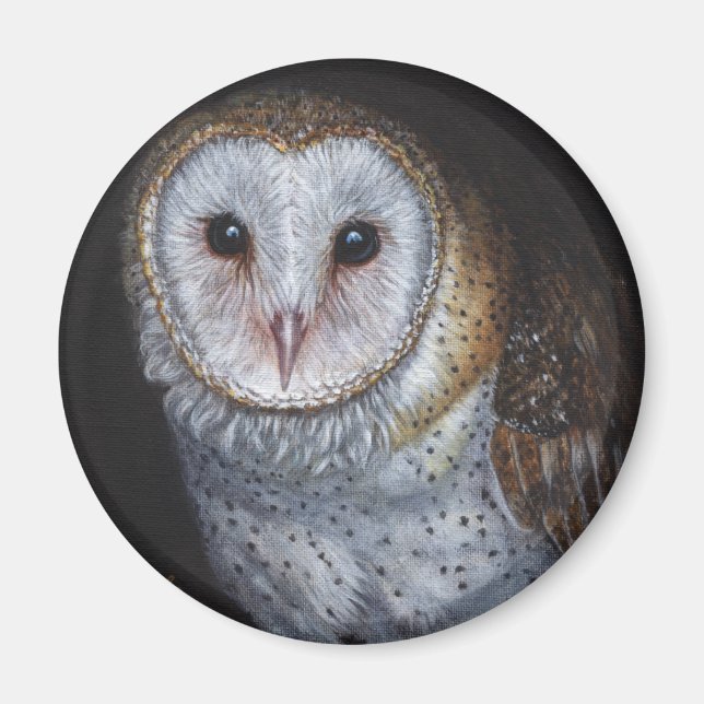 Imã Arte original de pintura do Barn Owl (Frente)