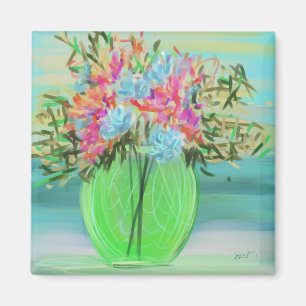 Imã Arte Original do Buquê Floral Verde