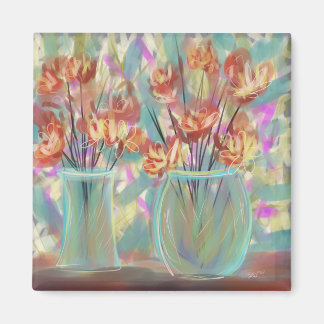 Imã Arte Original do Buquê Teal Duplo Vase