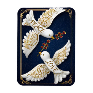 Ímã Arte Ornada de Pombo da Paz & Amor