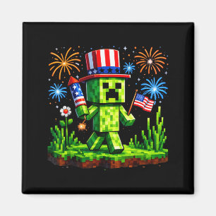 Imã Arte Pixel de Gamer Patriota Bandeira dos EUA 4 de