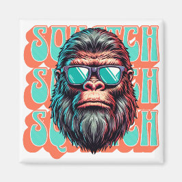 Imã Arte Pop de Cômico de Estilo Retro Squatch Vintage