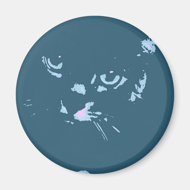 Imã Arte Pop de Gato Azul Russo (Frente)