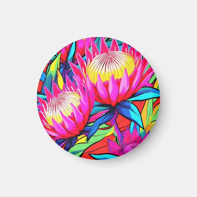 Imã Arte Pop Vibrante de Protea (Frente)