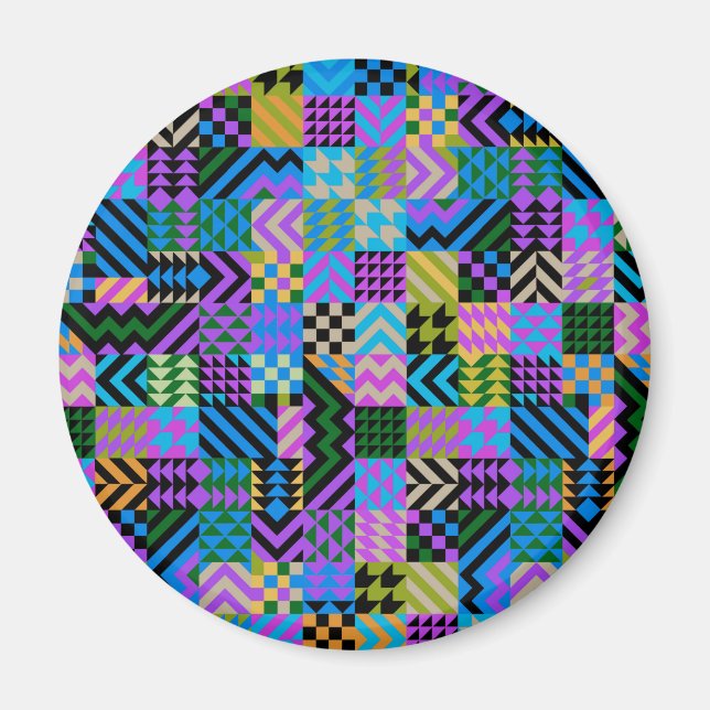 Imã Arte Popular Tribal - Azul (Frente)