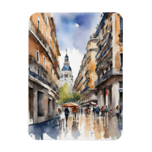 Ímã Arte por aquarela de Madrid