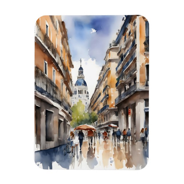 Ímã Arte por aquarela de Madrid (Vertical)
