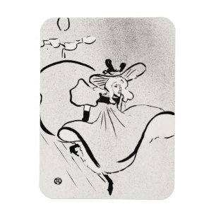 Ímã Arte Preto e Branco Jane Avril por Toulouse Lautre