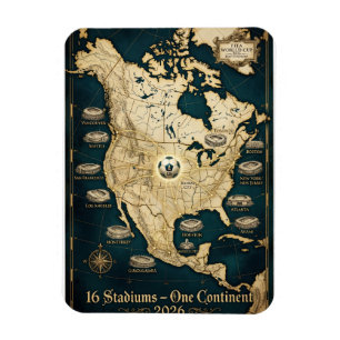 Ímã Arte Refinado Cidades Anfitriãs EUA México Canadá