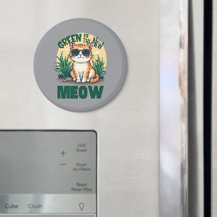 Imã Arte Retro da Natureza do Gato Legal "Verde É o No