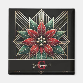 Imã Arte Retro Personalizada Deco Poinsettia