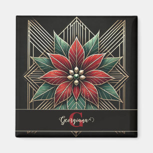 Imã Arte Retro Personalizada Deco Poinsettia