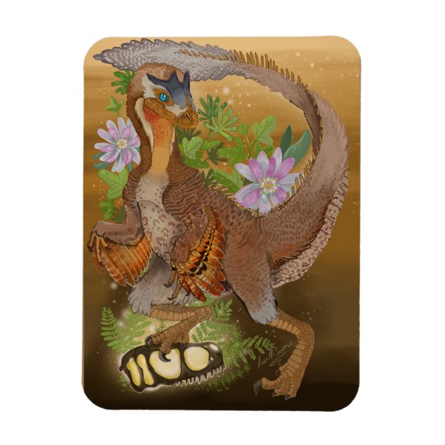 Ímã Arte Selva do Dinossauro Raptor (Vertical)