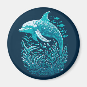 Imã Arte sobre a vida marinha Design de gráfico de g