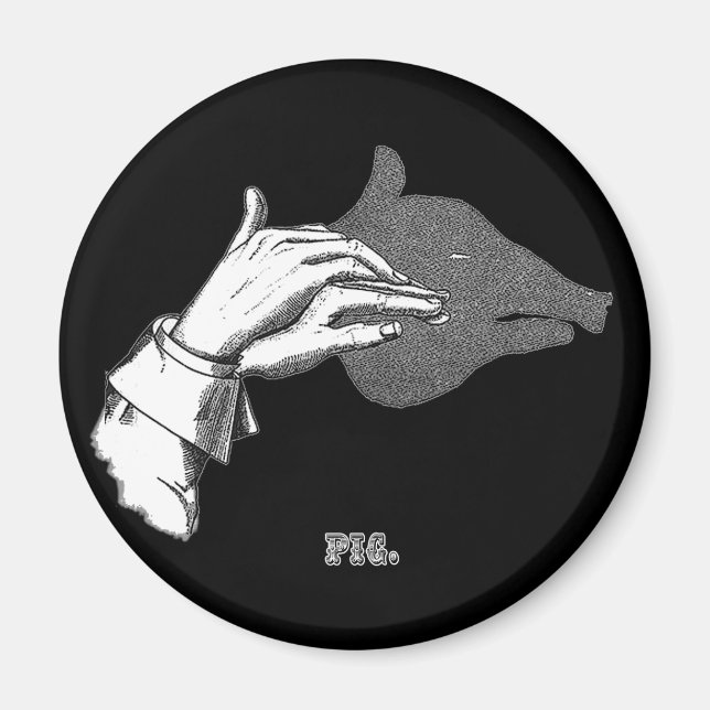 Imã Arte Sombra de Mão do PIG de um Livro Antiquado (Frente)