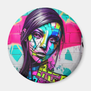 Imã Arte Urbana Colorida Dama Bonita Grafite