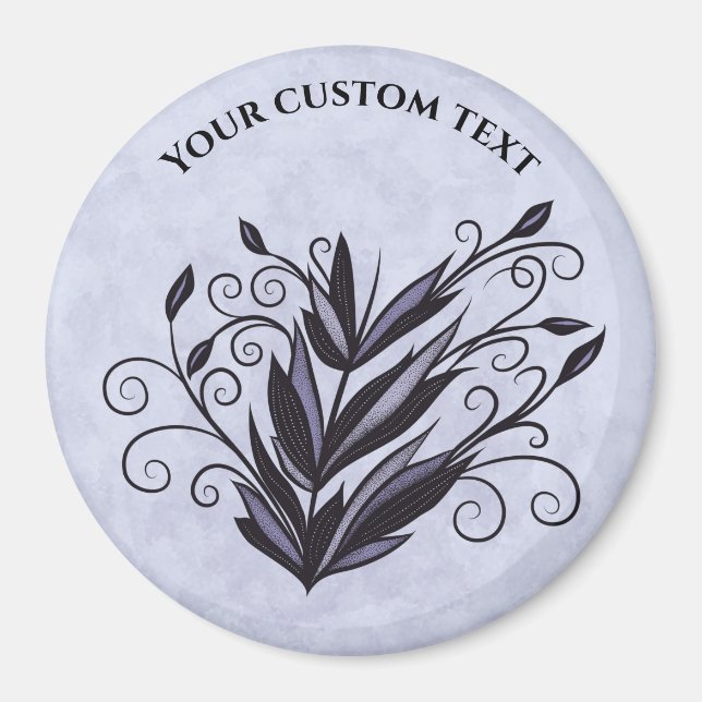 Imã Arte vegetal gótica - Rodovalho Floral preto e rox (Frente)