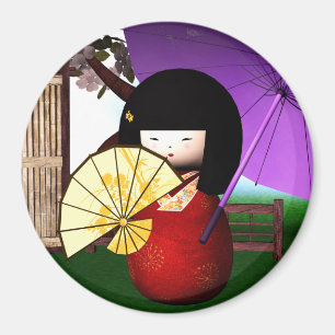 Imã Arte vermelha da boneca de Kokeshi