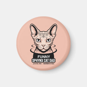 Imã Arte Vetorial de Pai de Gato Sphynx Engraçado