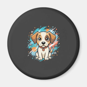 Imã Arte vetorial de pintura de cachorro fofo_1