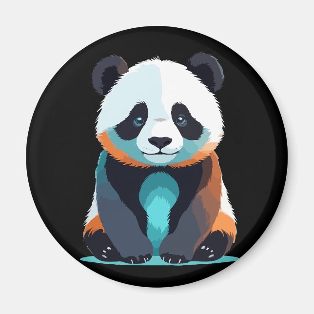 Imã Arte vetorial Panda com cores vibrantes (Frente)