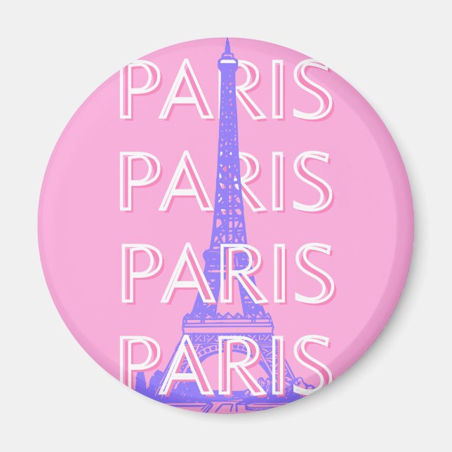 Imã Arte Viagem de Paris, Arte Viagem, Rosa (Frente)