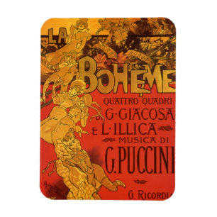 Ímã Arte Vintage Art Nouveau Música, Ópera La Boheme,