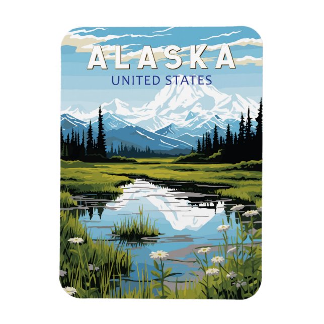 Ímã Arte Vintage de Viagens do Alasca (Vertical)
